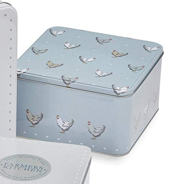 Square Cake Tins Set of 3 Farmers Kitchen Chickens Design by Cooksmart-4177