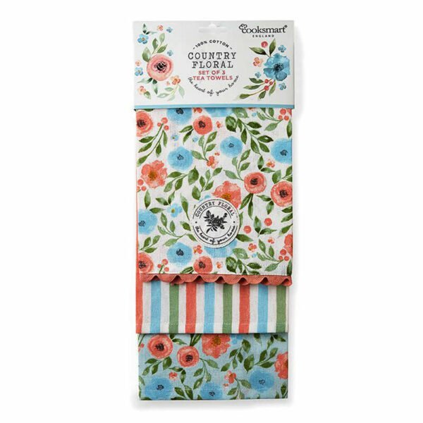 Pack of 3 Tea Towels Country Floral Cooksmart-0