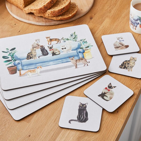 Pack of 4 Coasters CURIOUS CATS Design by Cooksmart-82699