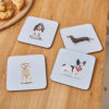 Pack of 4 Coasters CURIOUS DOGS Design by Cooksmart-82704