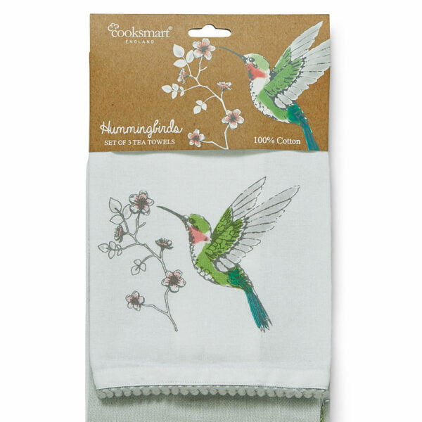 Pack of 3 Tea Towels HUMMINGBIRDS from Cooksmart -82690