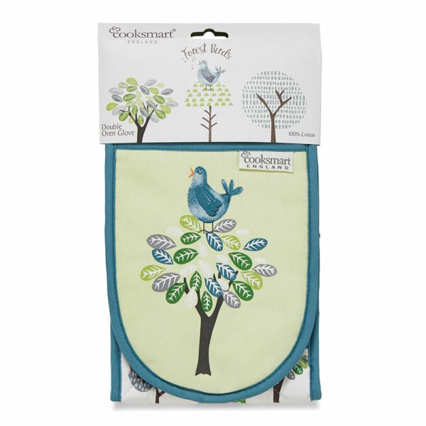 Double Oven Glove FOREST BIRDS Design by Cooksmart 100% Cotton Outer-82555