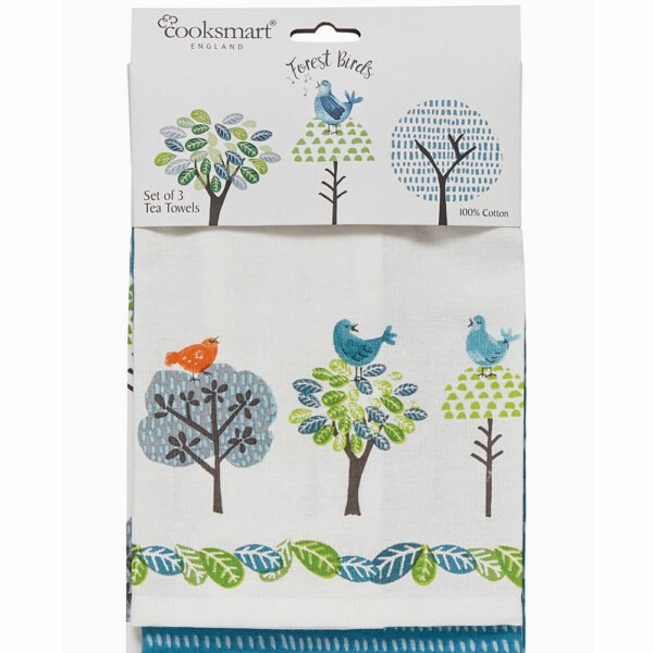 Pack of 3 Tea Towels FOREST BIRDS from Cooksmart -82563