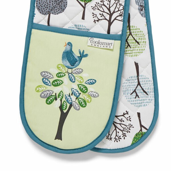 Double Oven Glove FOREST BIRDS Design by Cooksmart 100% Cotton Outer-82558