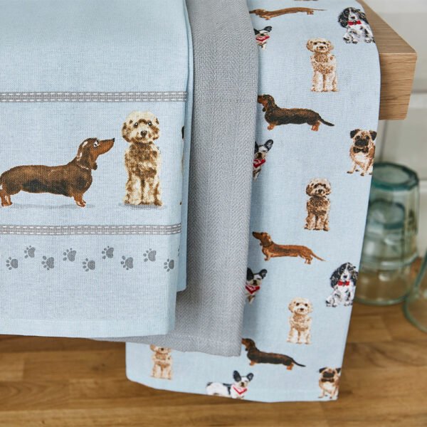 Tea Towels Curious Dogs Multi-Colour Pack of 3 from Cooksmart -82670